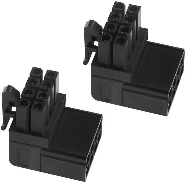 Main image of ATX 8-pin Female to 8-pin Male 90-Degree Angle Type A Connector, Desktop PC Motherboard CPU Power Interface (Internal Clip Moulded Design) Adapter, Outward Conversion(Pack of 2) (2.0 A)