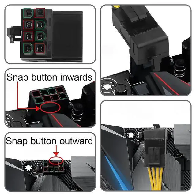 Alt view image 4 of 7 - ATX 8-pin Female to 8-pin Male 90-Degree Angle Type A Connector, Desktop PC Motherboard CPU Power Interface (Internal Clip Moulded Design) Adapter, Outward Conversion(Pack of 2) (2.0 A)