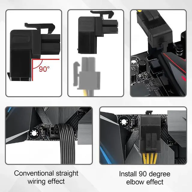 Alt view image 7 of 7 - ATX 8-pin Female to 8-pin Male 90-Degree Angle Type A Connector, Desktop PC Motherboard CPU Power Interface (Internal Clip Moulded Design) Adapter, Outward Conversion(Pack of 2) (2.0 A)