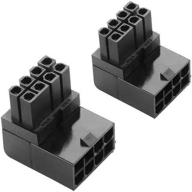 Main image of ATX 8-pin Female to 8-pin Male 90-Degree Angle Connector Type B, Desktop PC GPU Card Power Supply Connector converts to Downward Orientation (Pack of 2)