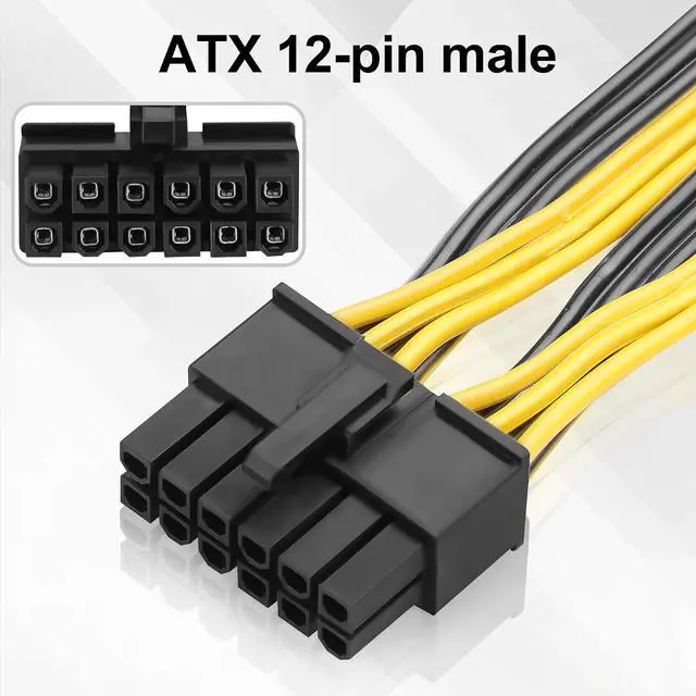 Alt view image 3 of 7 - 12PIN to PCIe 8Pin (6+2Pin) GPU Adapter Cable, 18AWG Modular PSU Cable Compatible with 12PIN Power Supplies, Dual 8Pin GPU Connector for RTX 30/40/50/RX 7900 Series (50cm/19.68in)