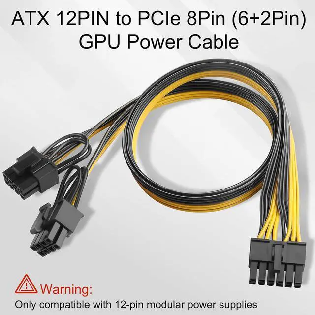 Alt view image 5 of 7 - 12PIN to PCIe 8Pin (6+2Pin) GPU Adapter Cable, 18AWG Modular PSU Cable Compatible with 12PIN Power Supplies, Dual 8Pin GPU Connector for RTX 30/40/50/RX 7900 Series (50cm/19.68in)