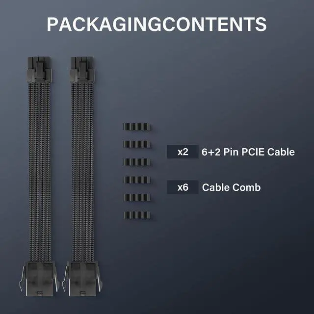 Alt view image 4 of 5 - 2PCS ATX 8PIN Famale to ATX 8PIN(6+2) Male Black Extension Cable Adaptor for PC Build High-End GPU Cable Layout - 30cm/11.8 in. (Black)