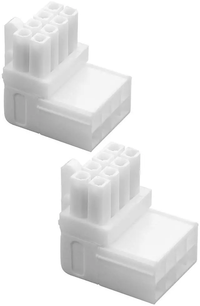 Main image of White ATX 8-pin Female to 8-pin Male 90-Degree Angle Connector Type B, Desktop PC GPU Card Power Supply Connector converts to Downward Orientation (Pack of 2)