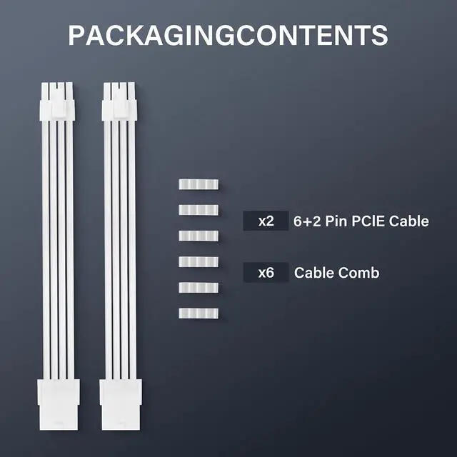Alt view image 5 of 6 - 2PCS ATX 8PIN Famale to ATX 8PIN(6+2) Male Black Extension Cable Adaptor for PC Build High-End GPU Cable Layout - 30cm/11.8 in. (White;)