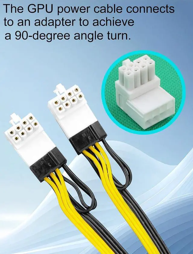 Alt view image 4 of 5 - White ATX 8-pin Female to 8-pin Male 90-Degree Angle Connector Type B, Desktop PC GPU Card Power Supply Connector converts to Downward Orientation (Pack of 2)