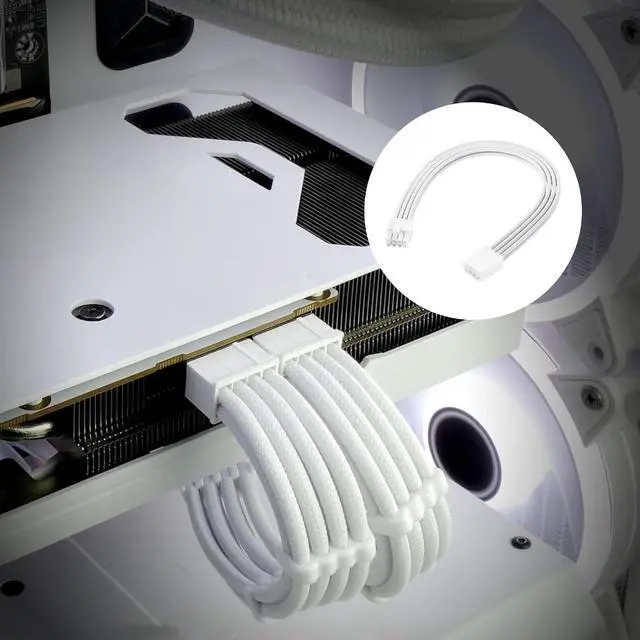 Alt view image 6 of 6 - 2PCS ATX 8PIN Famale to ATX 8PIN(6+2) Male Black Extension Cable Adaptor for PC Build High-End GPU Cable Layout - 30cm/11.8 in. (White;)