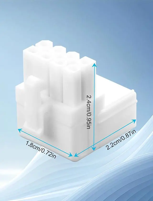 Alt view image 5 of 5 - White ATX 8-pin Female to 8-pin Male 90-Degree Angle Connector Type B, Desktop PC GPU Card Power Supply Connector converts to Downward Orientation (Pack of 2)