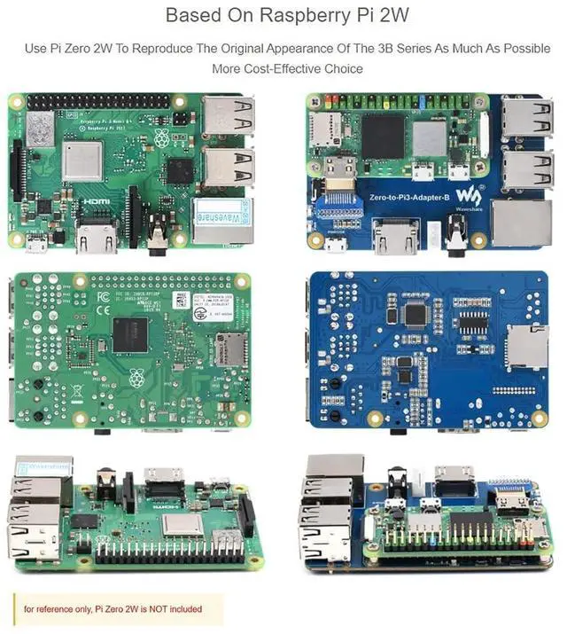 Alt view image 4 of 7 - Pi Zero 2 W to Raspberry Pi 3 Model B/B+ Adapter, Alternative for Raspberry Pi 3 Model B/B+, Onboard 4-CH USB Port, 100M Ethernet Port, HDMI Port, USB Audio Headphone Port etc.