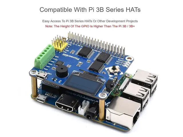Alt view image 7 of 7 - Pi Zero 2 W to Raspberry Pi 3 Model B/B+ Adapter, Alternative for Raspberry Pi 3 Model B/B+, Onboard 4-CH USB Port, 100M Ethernet Port, HDMI Port, USB Audio Headphone Port etc.