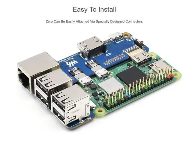 Alt view image 5 of 7 - Pi Zero to Raspberry Pi 3 Model B/B+ Adapter, Onboard 4-CH USB Interface, 100M Ethernet Port and HDMI Port, Alternative for Raspberry Pi 3B/B+, Support Pi Zero and Zero 2W