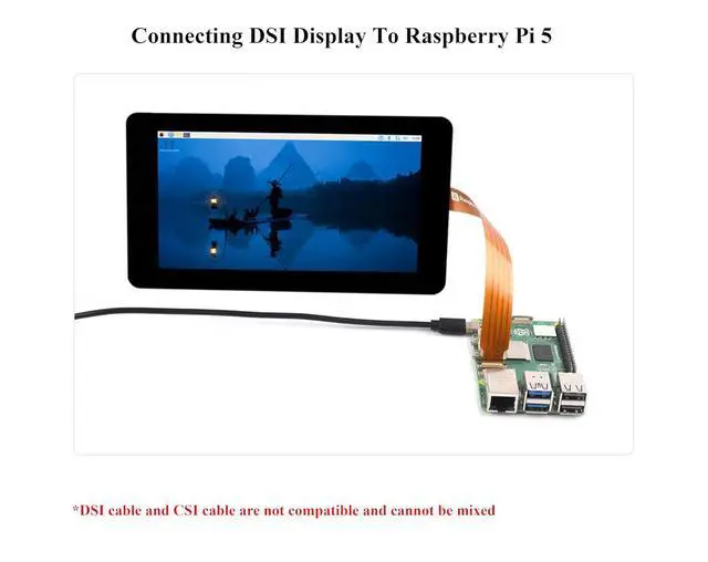 Alt view image 3 of 5 - 5PCS Official Pi DSI Display FPC Flexible Cable Compatible with Raspberry Pi 5, 22Pin to 15Pin, Suitable for RPi 5 Connecting to DSI Display Screen (200mm/20cm/0.65ft Length)