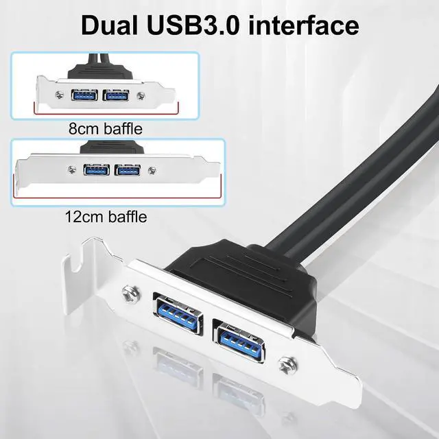 Alt view image 4 of 7 - USB 3.0 Rear Panel Bracket Expansion Cable, 20P-19PIN to Dual USB 3.0 Port Plate with Cable Management, High/Low Profile Bracket for Desktop PC Motherboard