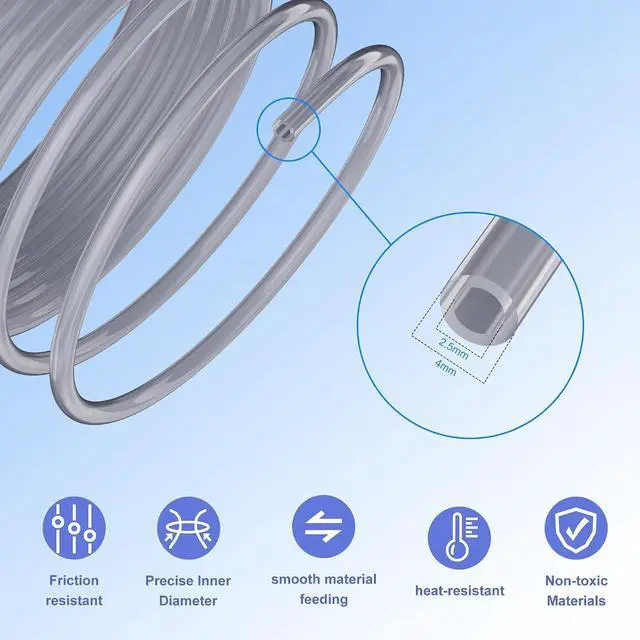 Alt view image 3 of 6 - PTFE Feeding Tube 2.5x4mm 4M Grey for Tronxy P1P AMS A1 mini 3D Printer, 240-260 Heat Resistant with Pipe Cutter
