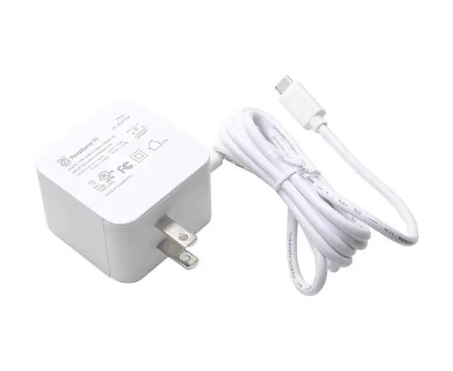 Alt view image 3 of 5 - Official 27W USB Type-C Power Supply for Raspberry Pi 5, 1.2m Cable Length, 18AWG (US Plug, White)