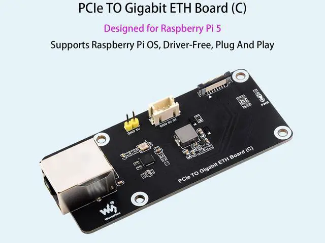 Alt view image 2 of 7 - PCIe to Gigabit ETH Board for Raspberry Pi 5, Supports Raspberry Pi OS, Driver-Free Plug and Play, Raspberry Pi 5 PCIe Adapter with Transparent Acrylic Mounting Plate Side-Mounting Solution