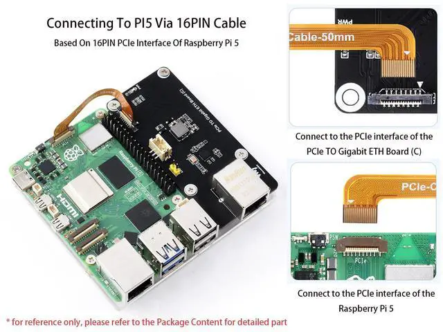 Alt view image 3 of 7 - PCIe to Gigabit ETH Board for Raspberry Pi 5, Supports Raspberry Pi OS, Driver-Free Plug and Play, Raspberry Pi 5 PCIe Adapter with Transparent Acrylic Mounting Plate Side-Mounting Solution