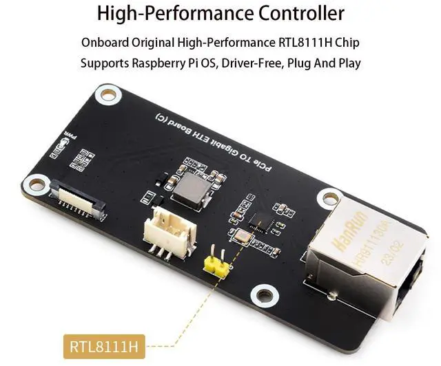 Alt view image 4 of 7 - PCIe to Gigabit ETH Board for Raspberry Pi 5, Supports Raspberry Pi OS, Driver-Free Plug and Play, Raspberry Pi 5 PCIe Adapter with Transparent Acrylic Mounting Plate Side-Mounting Solution