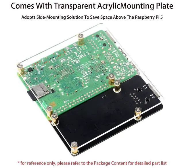 Alt view image 5 of 7 - PCIe to Gigabit ETH Board for Raspberry Pi 5, Supports Raspberry Pi OS, Driver-Free Plug and Play, Raspberry Pi 5 PCIe Adapter with Transparent Acrylic Mounting Plate Side-Mounting Solution