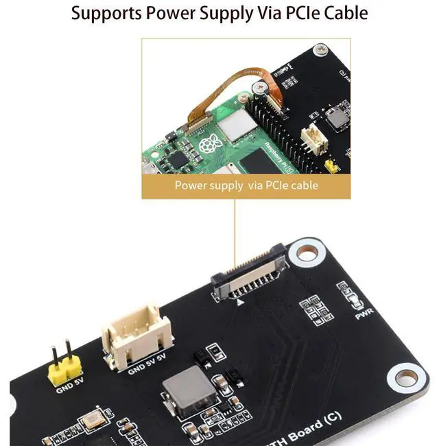 Alt view image 6 of 7 - PCIe to Gigabit ETH Board for Raspberry Pi 5, Supports Raspberry Pi OS, Driver-Free Plug and Play, Raspberry Pi 5 PCIe Adapter with Transparent Acrylic Mounting Plate Side-Mounting Solution