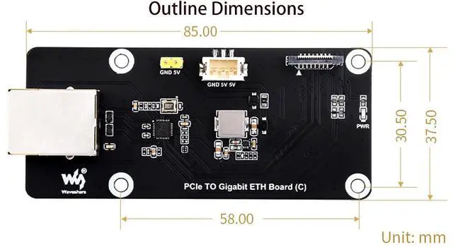 Alt view image 7 of 7 - PCIe to Gigabit ETH Board for Raspberry Pi 5, Supports Raspberry Pi OS, Driver-Free Plug and Play, Raspberry Pi 5 PCIe Adapter with Transparent Acrylic Mounting Plate Side-Mounting Solution