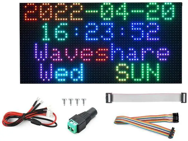 Main image of 2048 RGB Full-Color LED Matrix Panel, 4mm Pitch, 64×32 Pixels, Compatible with Raspberry Pi 5/4B/Zero 2W/Zero/Pico 2W /Pico, Support Adjustable Brightness, Chainable, Displaying Text, Animation