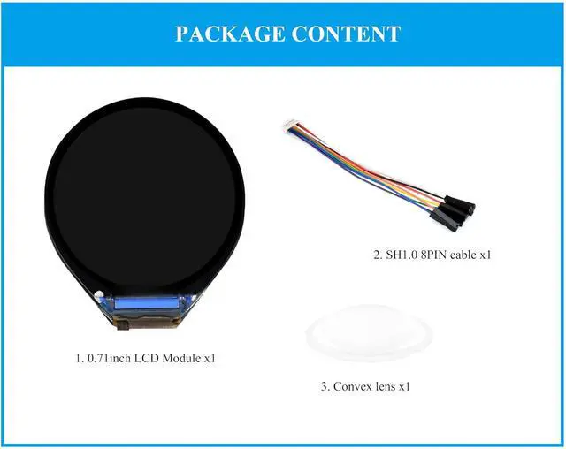 Alt view image 2 of 7 - 0.71inch Round LCD Display Module 160x160 Resolution SPI Interface 65K Colors IPS Panel Using SPI Bus, Compatible with Raspberry Pi Pico/Pi Pico 2/Pico 2 W/ ESP32