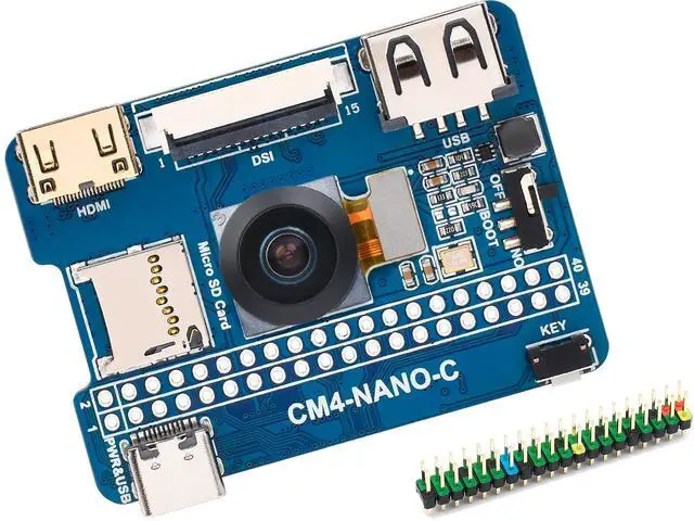 Main image of Nano Base Board (C) for Compute Module 4, Same Size as CM4, with Multiple Peripheral Interfaces Onboard 8MP Camera Module with 160°FOV