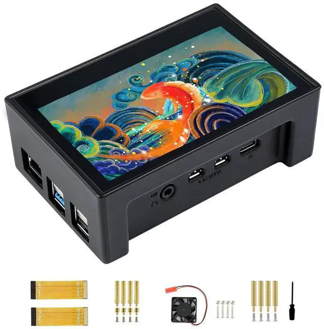 Main image of 4.3 Inch Touch Screen DSI LCD with Case for Raspberry Pi 4B, 800×480 Resolution Monitor IPS Capacitive Screen Support Raspbian/Ubuntu/Kali/Retropie/WIN10 IoT