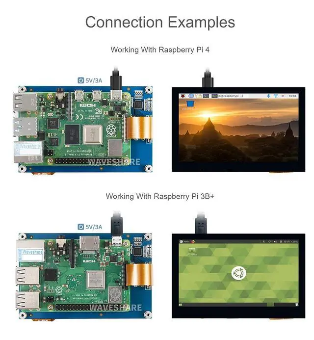 Alt view image 5 of 7 - 4.3 Inch DSI LCD Screen for Raspberry Pi 4B/3B+/3A+/3B/2B/B+/A+, Touch Screen 800×480 Monitor IPS Capacitive Screen with MIPI DSI Interface