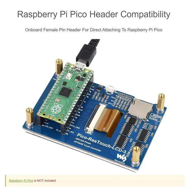 Alt view image 4 of 7 - 3.5 inch LCD Touch Display for Raspberry Pi Pico 480×320 Touchscreen 65K Colors IPS Display SPI Interface for Raspberry Pi Pico