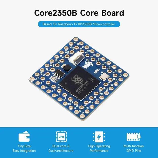 Alt view image 3 of 7 - Core2350B Core Board, Based On Raspberry Pi RP2350B Dual-core & Dual-Architecture Microcontroller, Operating Frequency Up to 150MHz, 2MB PSRAM