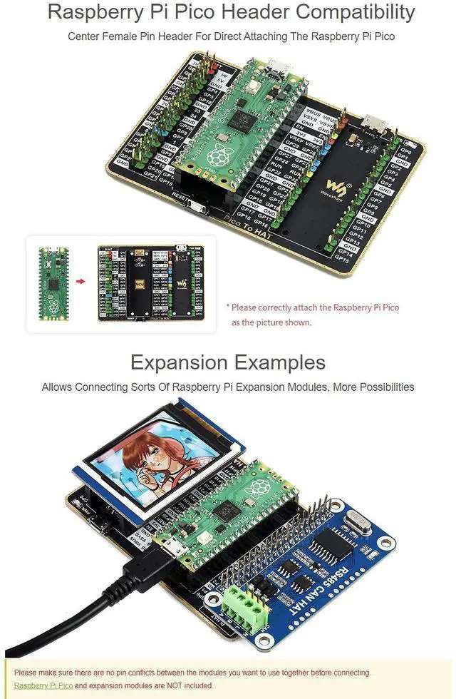 Alt view image 5 of 6 - GPIO Expander for Raspberry Pi Pico 1x Raspberry Pi Standard 40PIN 1x Pico 2×20PIN Header