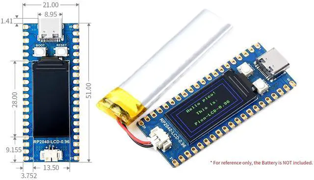 Alt view image 3 of 7 - RP2040 MCU Board with Pre-Soldered Header, Onboard 0.96inch 160x80 IPS LCD Display, Pico-Like MCU Board Based on Raspberry Pi RP2040, Dual-Core Arm Cortex M0+ Processor