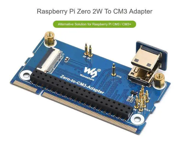 Alt view image 3 of 7 - Pi Zero 2 W to CM3 / CM3+ Adapter, Based on Raspberry Pi 2W, Alternative Solution for Raspberry Pi CM3 / CM3+, Include Mini HDMI Adapter, FFC Cable etc.