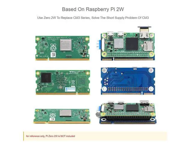 Alt view image 4 of 7 - Pi Zero 2 W to CM3 / CM3+ Adapter, Based on Raspberry Pi 2W, Alternative Solution for Raspberry Pi CM3 / CM3+, Include Mini HDMI Adapter, FFC Cable etc.