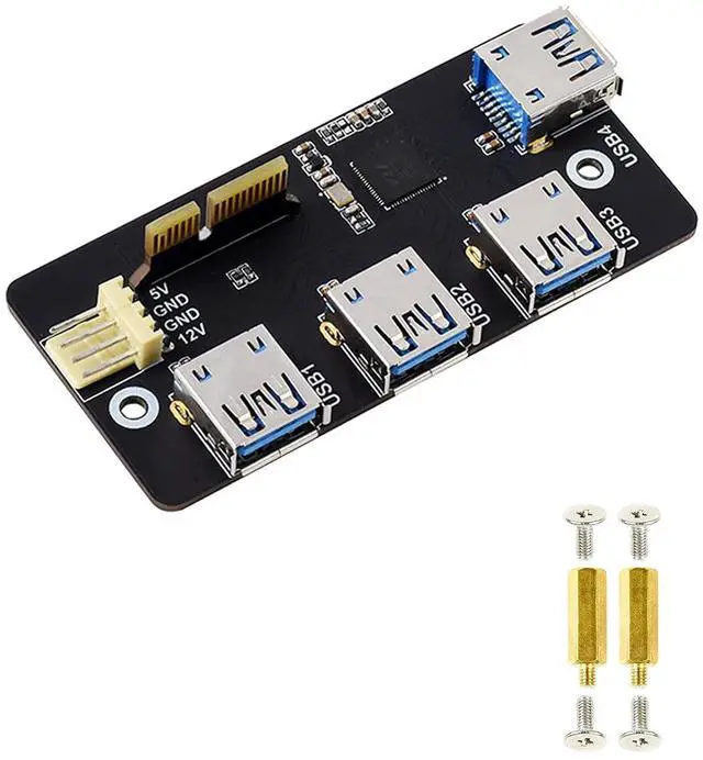 Main image of PCI-E to USB 3.2 Expansion Card for Raspberry Pi Compute Module 4 IO Board, 4x USB 3.2 Gen1 Ports PCIe Adapter Card, PCI Express Converter Card Support Powered from PCIe 12V or 12V DC header