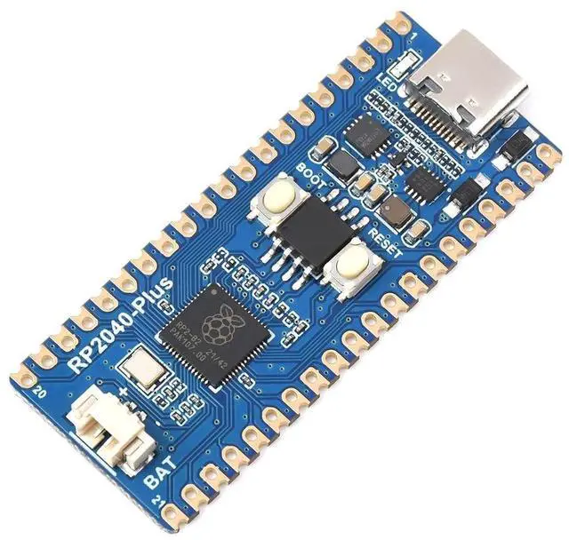 Main image of RP2040-Plus Board, Pico-Like MCU Board Based on MCU RP2040, Dual-Core Arm Cortex M0+ Processor up to 133 MHz, Onboard 16MB Flash, USB-C Connector, Recharge Header, Higher Current DC-DC Chip