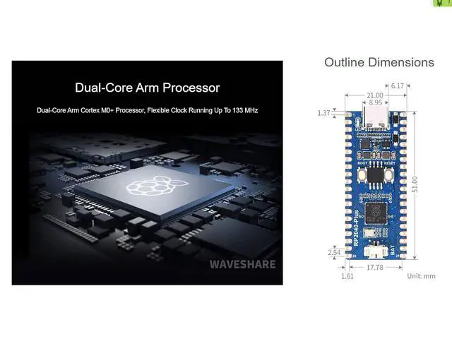 Alt view image 6 of 7 - RP2040-Plus Board, Pico-Like MCU Board Based on MCU RP2040, Dual-Core Arm Cortex M0+ Processor up to 133 MHz, Onboard 16MB Flash, USB-C Connector, Recharge Header, Higher Current DC-DC Chip