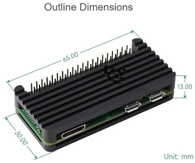 Alt view image 7 of 7 - Aluminum Alloy Case for Raspberry Pi Zero 2 W/Zero W/Zero Series Boards, Comes with Colorful GPIO Label, Built-in HeatSpreader, WiFi Non-Shielding Design