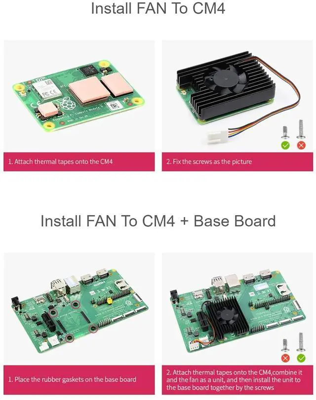 Alt view image 6 of 7 - Cooling Fan for Raspberry Pi Compute Module 4 CM4, All-in-one Heatsink, PWM Speed Adjustable, 8000±10% RPM, Low Noise, with Thermal Tapes
