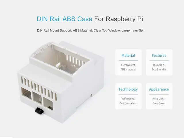 Alt view image 2 of 6 - Case for Raspberry Pi 5, DIN Rail ABS Case Compatible with Raspberry Pi Hats PoE HAT (F), RS485 CAN HAT etc. Clear Top Window, Large Inner Space, Injection Moduling