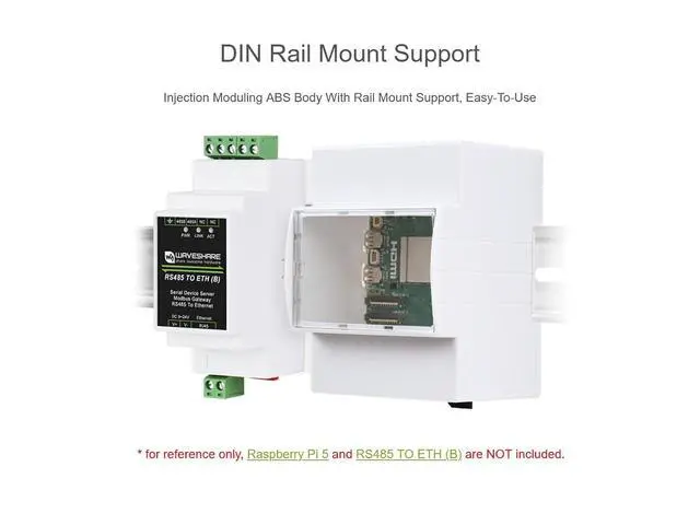 Alt view image 3 of 6 - Case for Raspberry Pi 5, DIN Rail ABS Case Compatible with Raspberry Pi Hats PoE HAT (F), RS485 CAN HAT etc. Clear Top Window, Large Inner Space, Injection Moduling