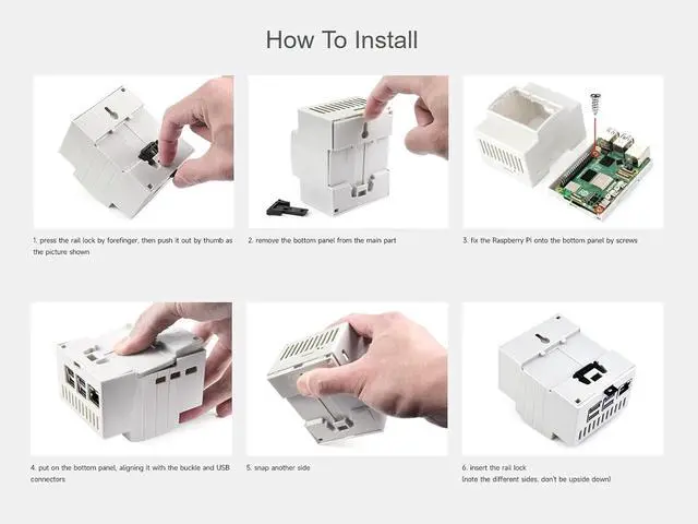 Alt view image 5 of 6 - Case for Raspberry Pi 5, DIN Rail ABS Case Compatible with Raspberry Pi Hats PoE HAT (F), RS485 CAN HAT etc. Clear Top Window, Large Inner Space, Injection Moduling