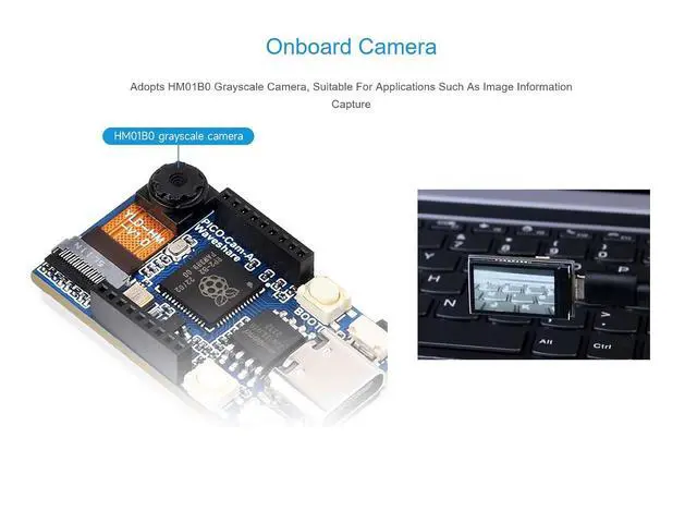 Alt view image 3 of 6 - RP2040 Camera MCU Board Based on Raspberry Pi RP2040 Microcontroller, RP2040 Camera Dev Board Onboard HM01B0 Grayscale Camera and 1.14inch IPS LCD Display, Type-C Connector