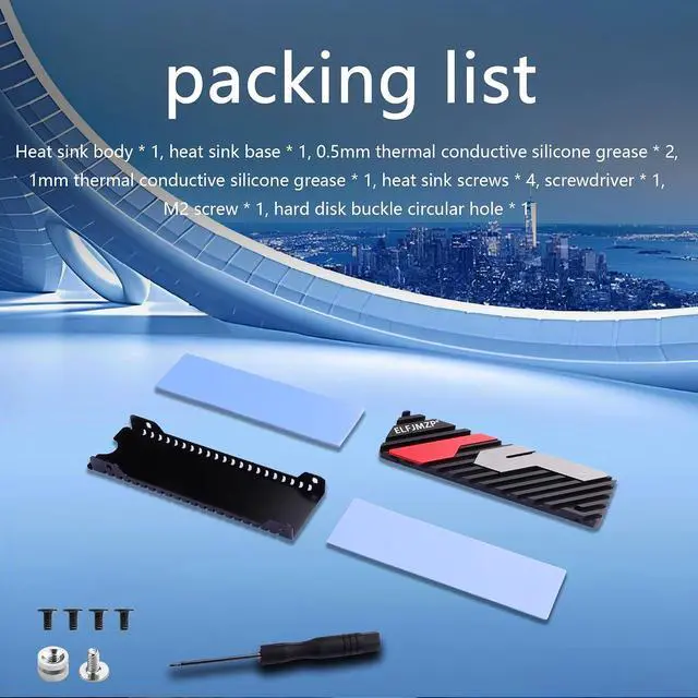 Alt view image 4 of 7 - M.2 SSD 2280 High Performance SSD Cooling Vest for PC/PS5 Adaptable to Mainstream SSD 990 980 970 SN850 SN750 SN570 5307 4cm/2.9in Black