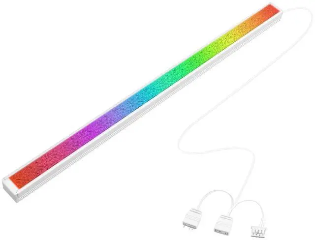 Main image of 17 LED ARGB Strip with Magnetic Adhesion, 5V 4PIN Addressable, White Aluminum + Diamond Light-Diffusing Cover, Attach to PC Case Inside, 550mm Cable & Custom Effects