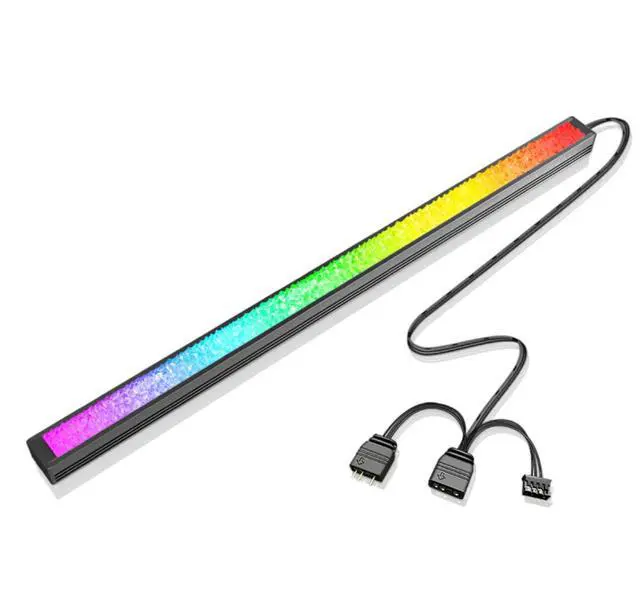 Main image of 17 LED ARGB Strip with Magnetic Adhesion, 5V 4PIN Addressable, Black Aluminum + Diamond Light-Diffusing Cover, Attach to PC Case Inside, 550mm Cable & Custom Effects