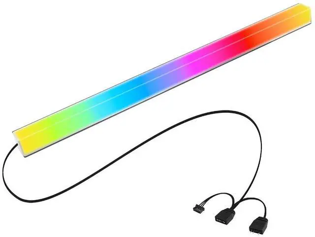 Main image of 24 LED ARGB Strip with Magnetic Adhesion, 5V 4PIN Addressable, Black Aluminum + Frosted Light-Diffusing Cover, Attach to PC Case Inside, 550mm Cable & Custom Effects