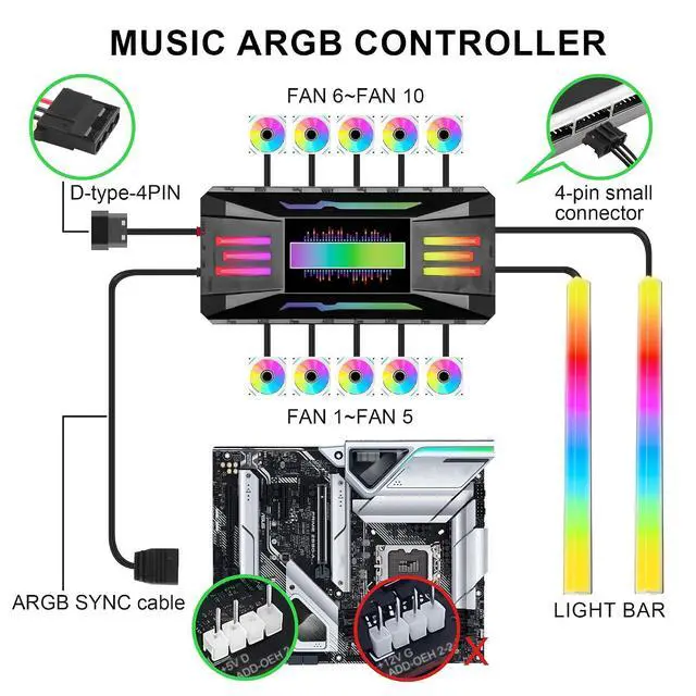 Alt view image 6 of 7 - 24 LED ARGB Strip with Magnetic Adhesion, 5V 4PIN Addressable, Black Aluminum + Frosted Light-Diffusing Cover, Attach to PC Case Inside, 550mm Cable & Custom Effects
